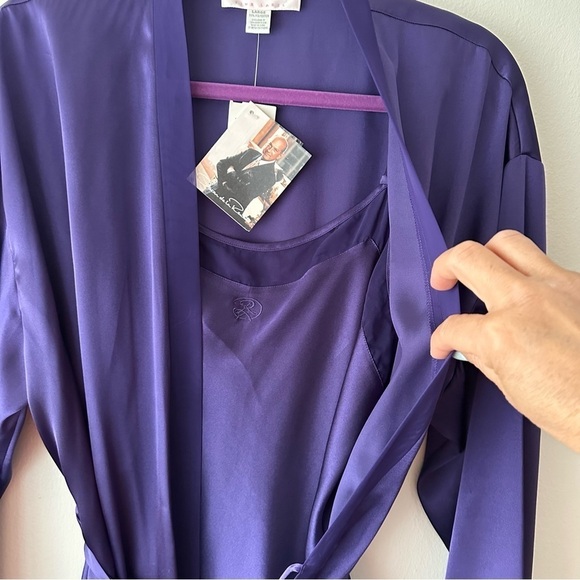 Oscar de la Renta Pink Label Ladies Purple Robe with nightie Large Beautiful VTG - Picture 3 of 7